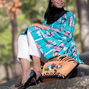 African print shirt dress